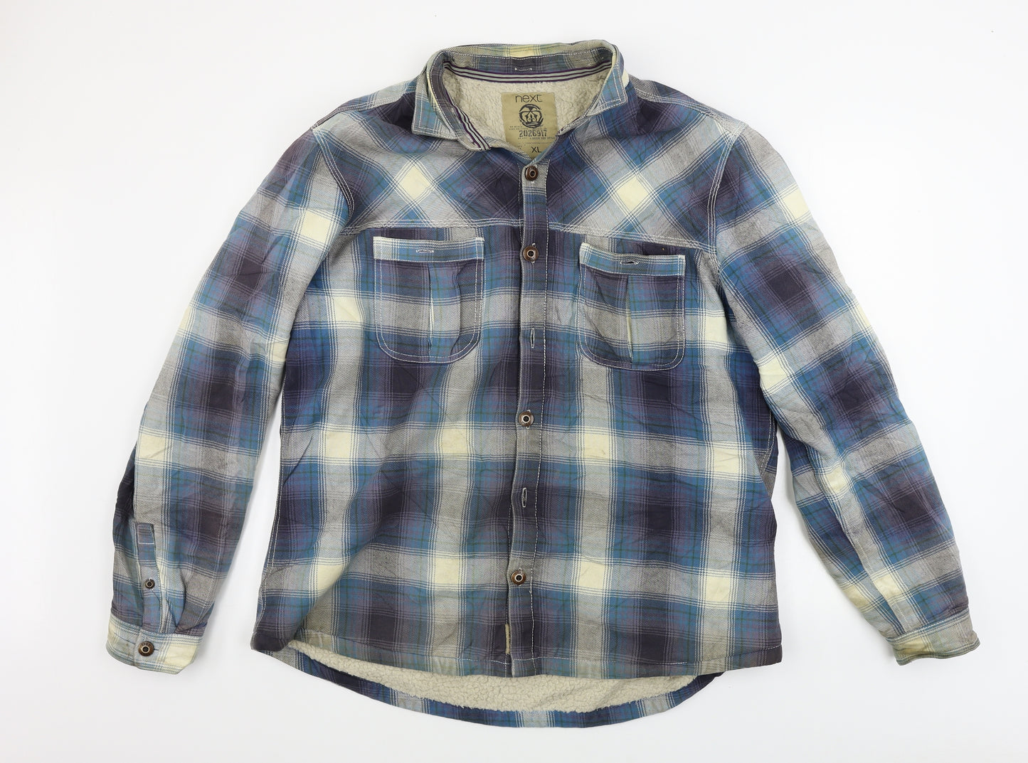 NEXT  Mens Blue Check  Jacket Coat Size XL