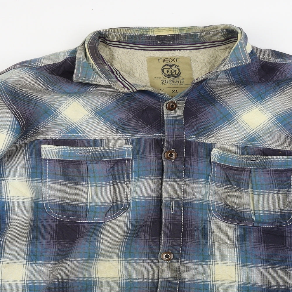 NEXT  Mens Blue Check  Jacket Coat Size XL