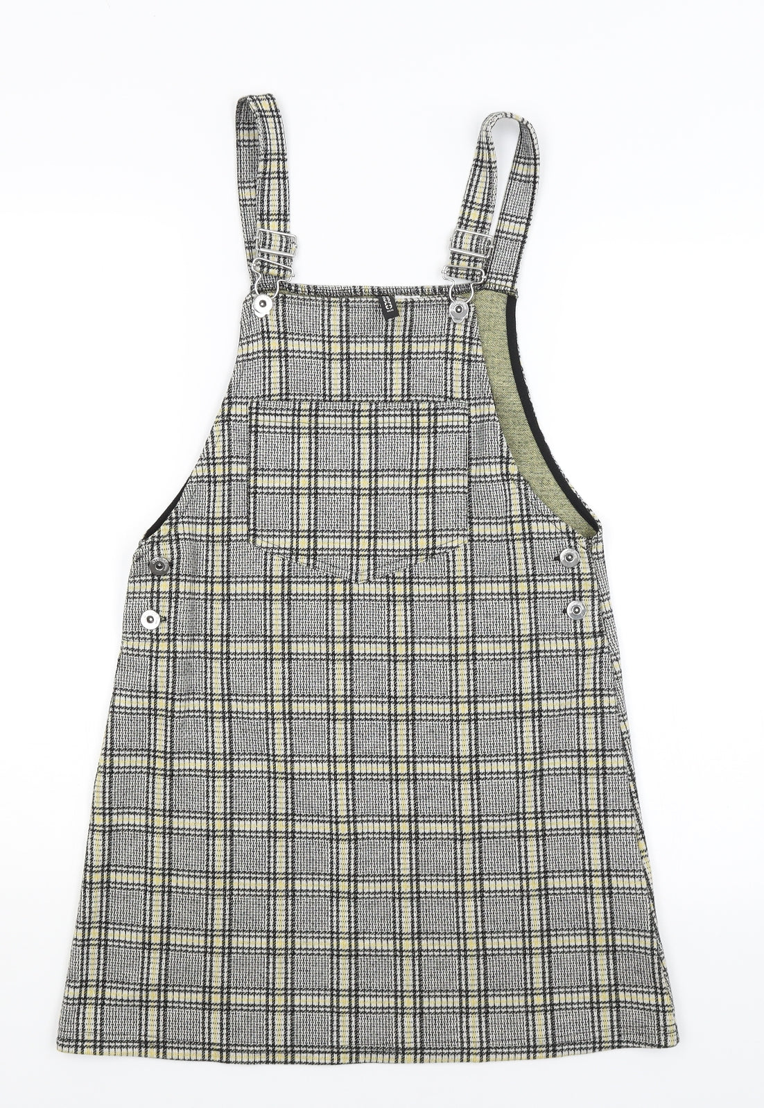 Divided Womens Yellow Plaid  Pinafore/Dungaree Dress  Size 8