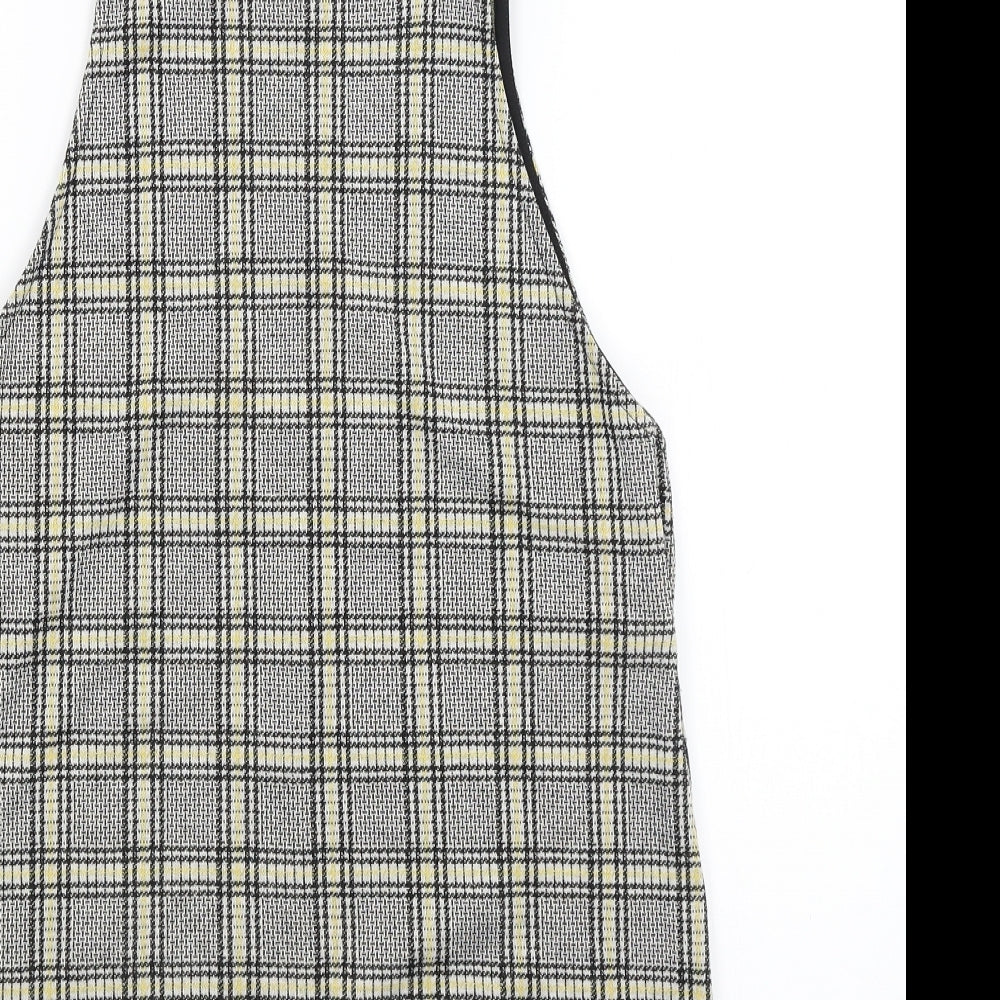 Divided Womens Yellow Plaid  Pinafore/Dungaree Dress  Size 8