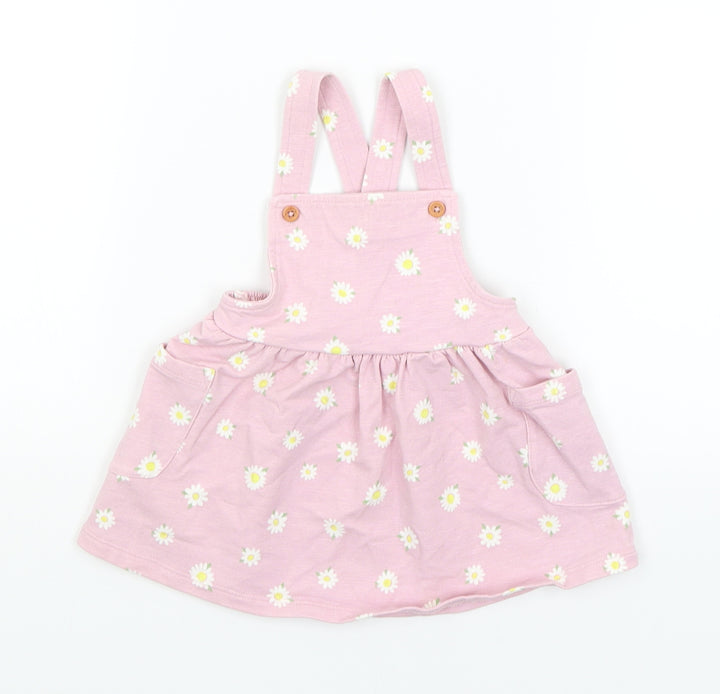 Nutmeg Baby Pink Floral Pinafore/Dungaree Dress Size 3-6 Months