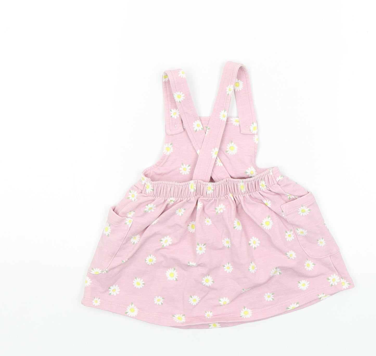 Nutmeg Baby Pink Floral  Pinafore/Dungaree Dress  Size 3-6 Months