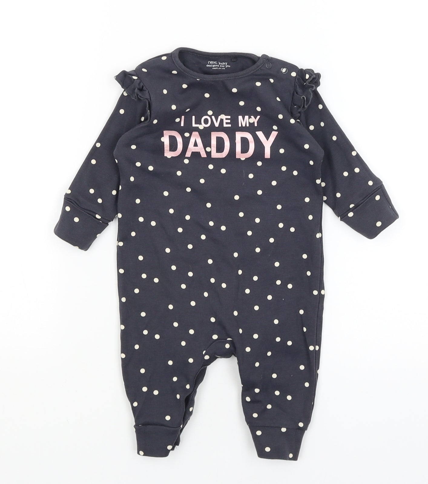 NEXT Baby Black Polka Dot  Babygrow One-Piece Size 3-6 Months
