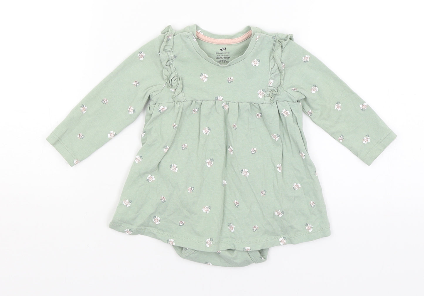 H&M Baby Green Floral  Skirt One-Piece Size 3-6 Months