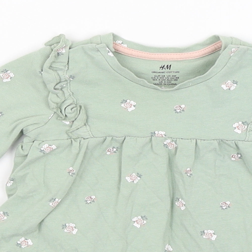 H&M Baby Green Floral  Skirt One-Piece Size 3-6 Months