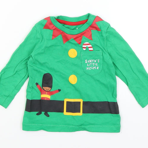 F&F Baby Green   Basic T-Shirt Size 6-9 Months  - Santa's Little Helper