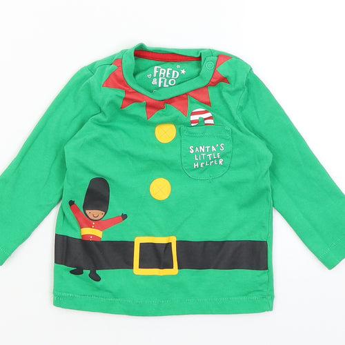 F&F Baby Green   Basic T-Shirt Size 6-9 Months  - Santa's Little Helper