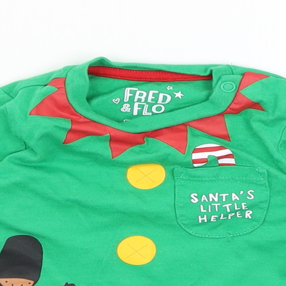 F&F Baby Green   Basic T-Shirt Size 6-9 Months  - Santa's Little Helper