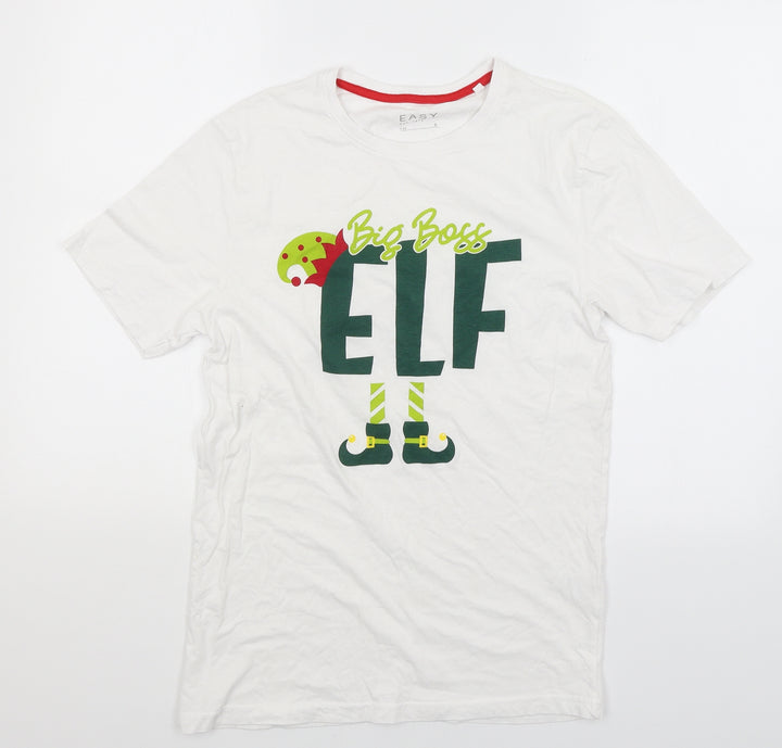 Easy Mens White T-Shirt Size S - Big Boss Elf