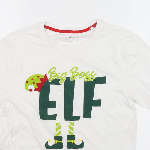 Easy Mens White    T-Shirt Size S  - Big Boss Elf