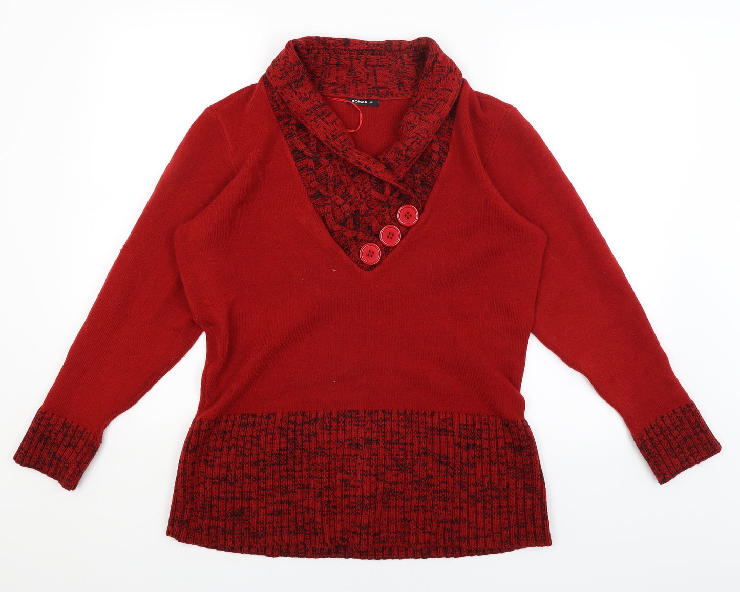 Roman Womens Red   Henley Jumper Size 16