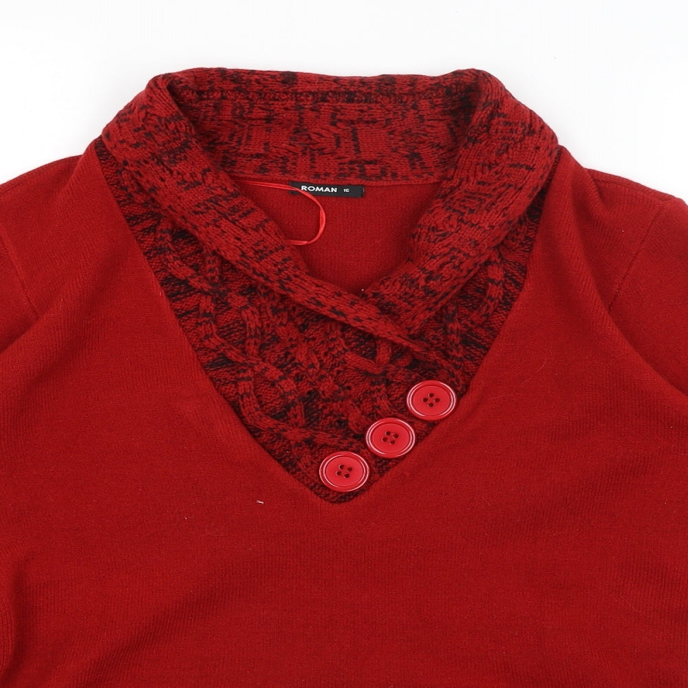 Roman Womens Red   Henley Jumper Size 16