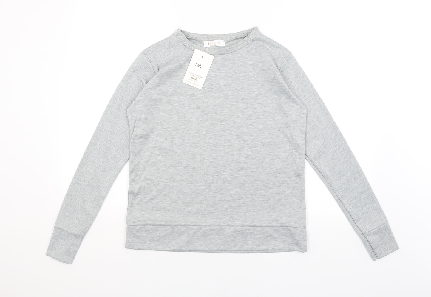 Femme Luxe Womens Grey   Pullover Jumper Size M