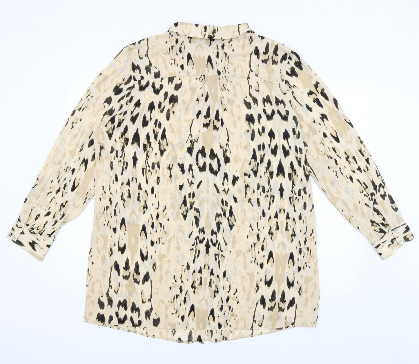 Wallis Womens Pink Animal Print  Basic Button-Up Size L