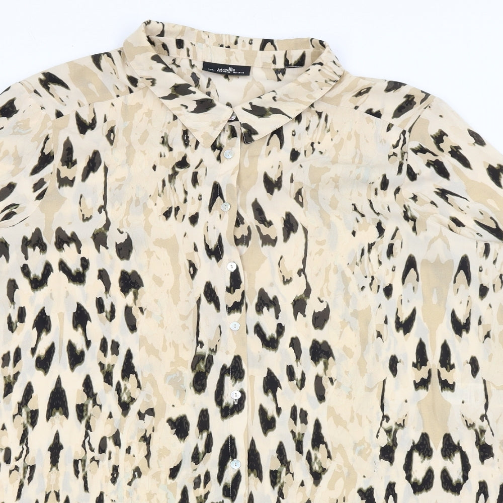 Wallis Womens Pink Animal Print  Basic Button-Up Size L