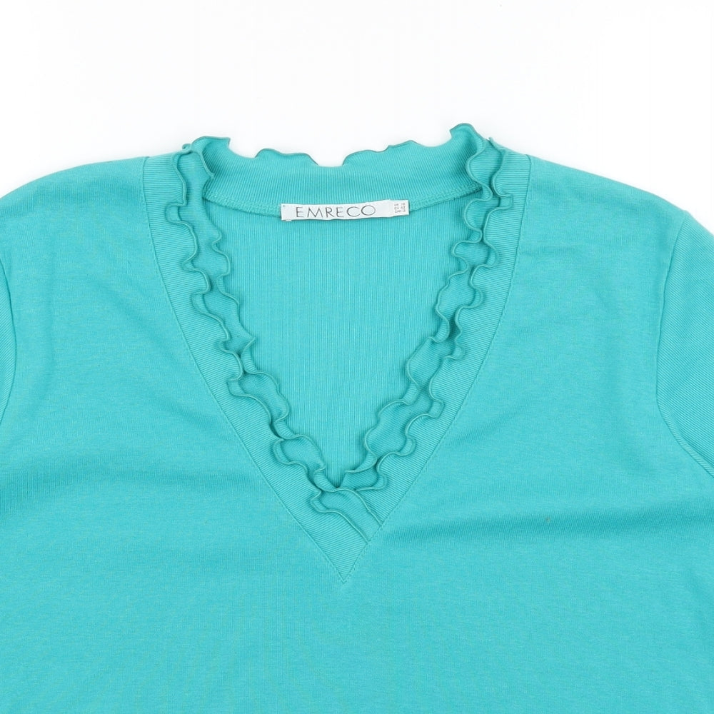 Emreco Womens Blue   Basic T-Shirt Size 16
