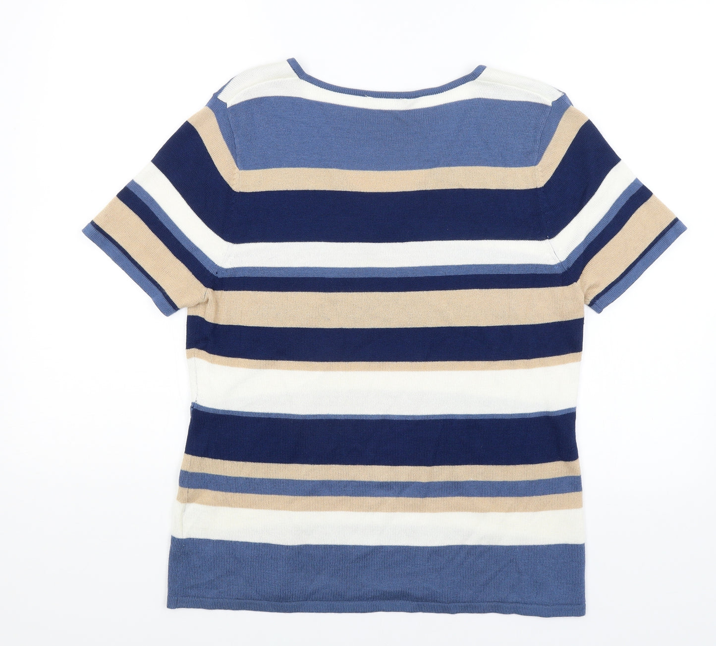 Casamia Womens Blue Striped  Basic T-Shirt Size 14