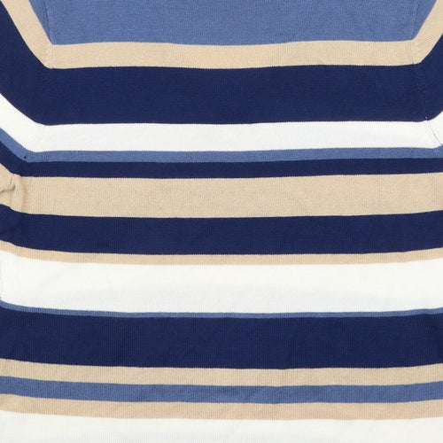Casamia Womens Blue Striped  Basic T-Shirt Size 14