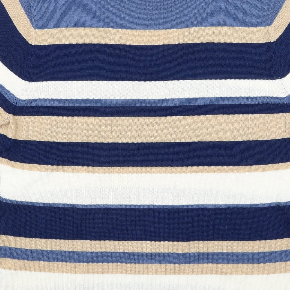 Casamia Womens Blue Striped  Basic T-Shirt Size 14