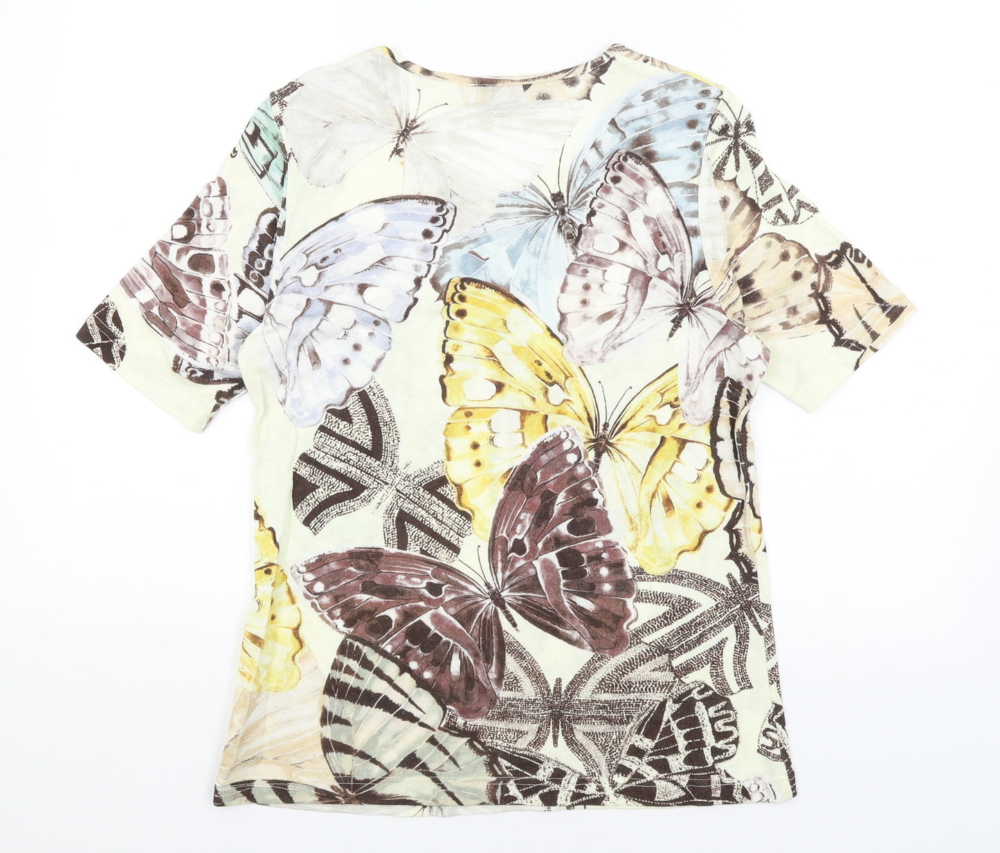 Peter Hahn Womens White   Basic T-Shirt Size 16  - Butterflies