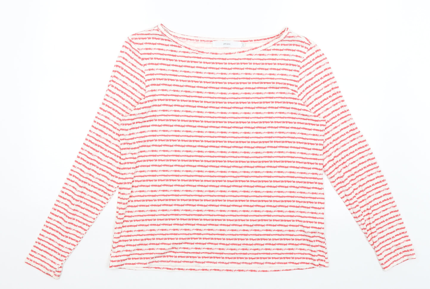 John Lewis Womens White Striped  Basic T-Shirt Size 16