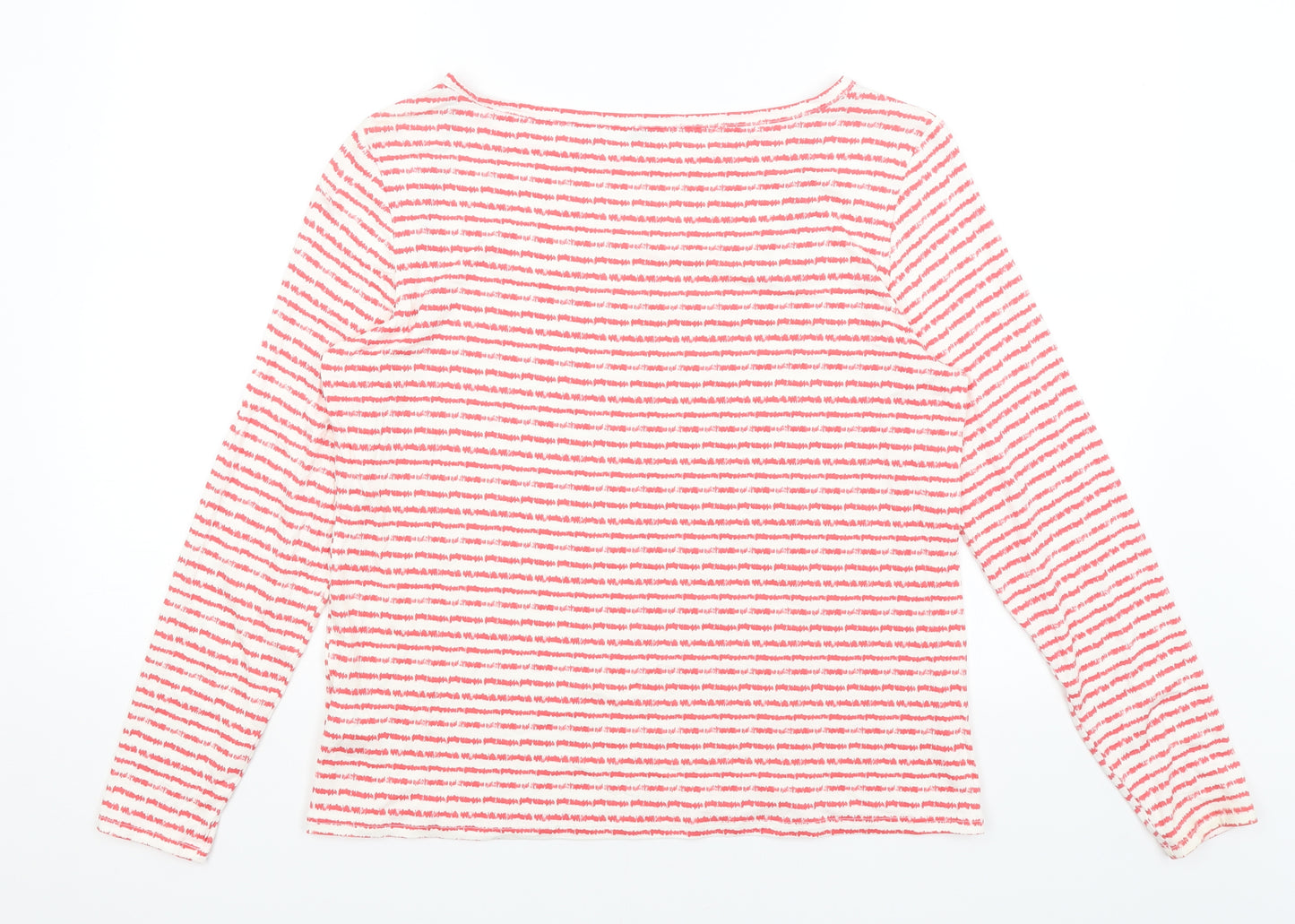 John Lewis Womens White Striped  Basic T-Shirt Size 16