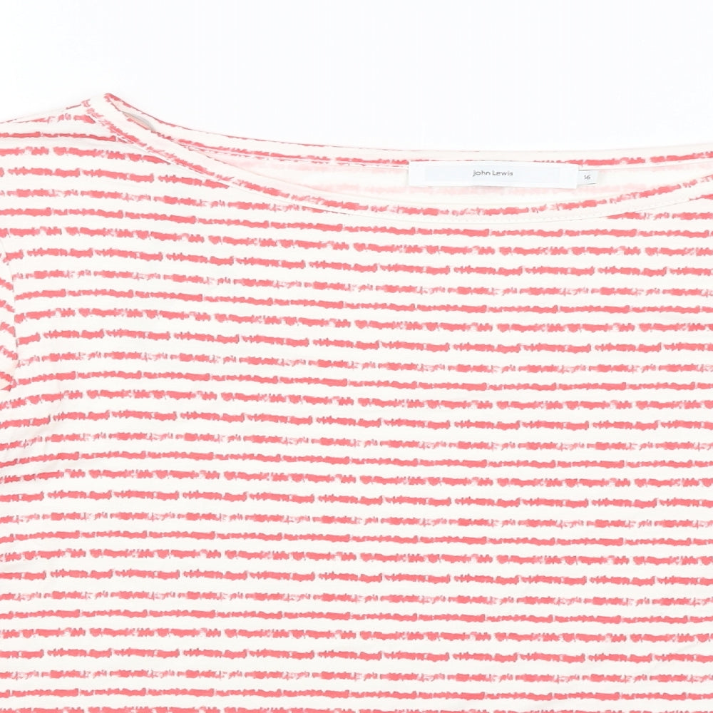 John Lewis Womens White Striped  Basic T-Shirt Size 16
