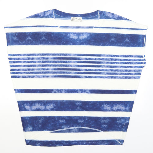 Voulez Vous Womens White Striped  Basic T-Shirt Size M