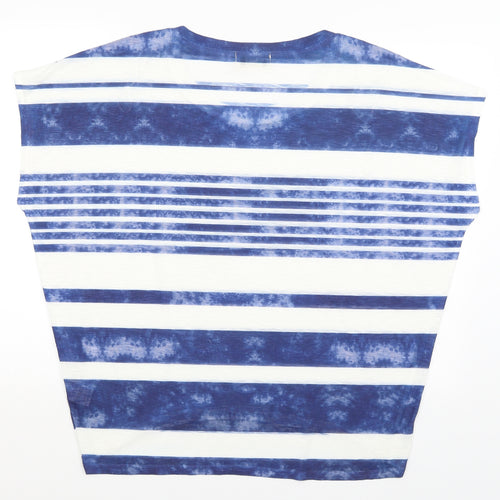 Voulez Vous Womens White Striped  Basic T-Shirt Size M