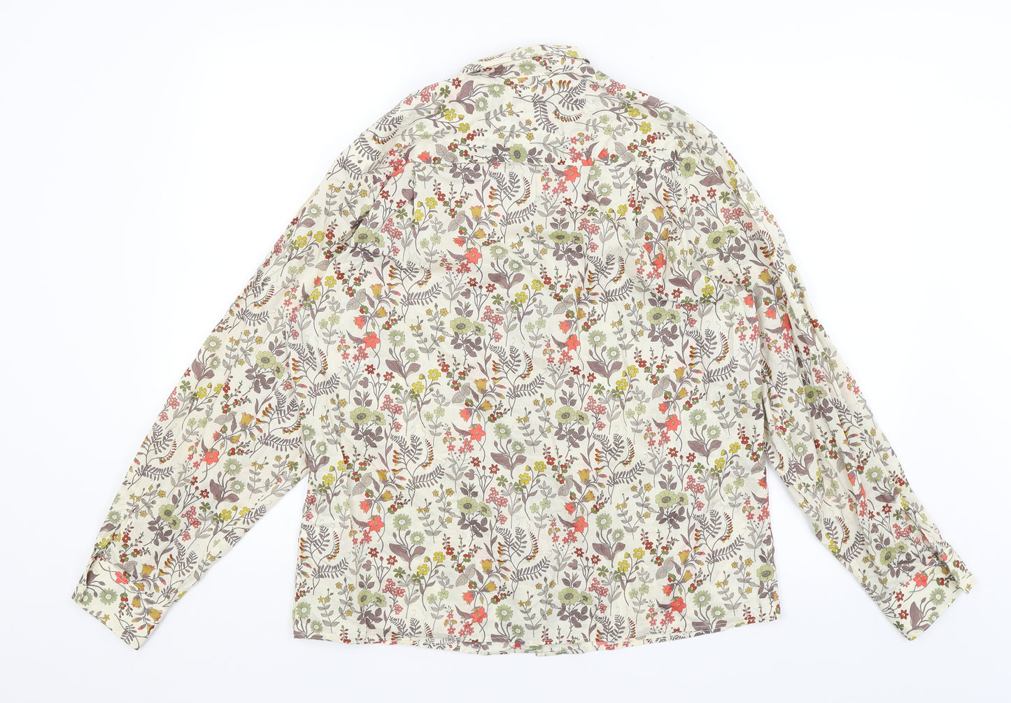 Oxford Shirt Co Womens Ivory Floral  Basic Button-Up Size 14