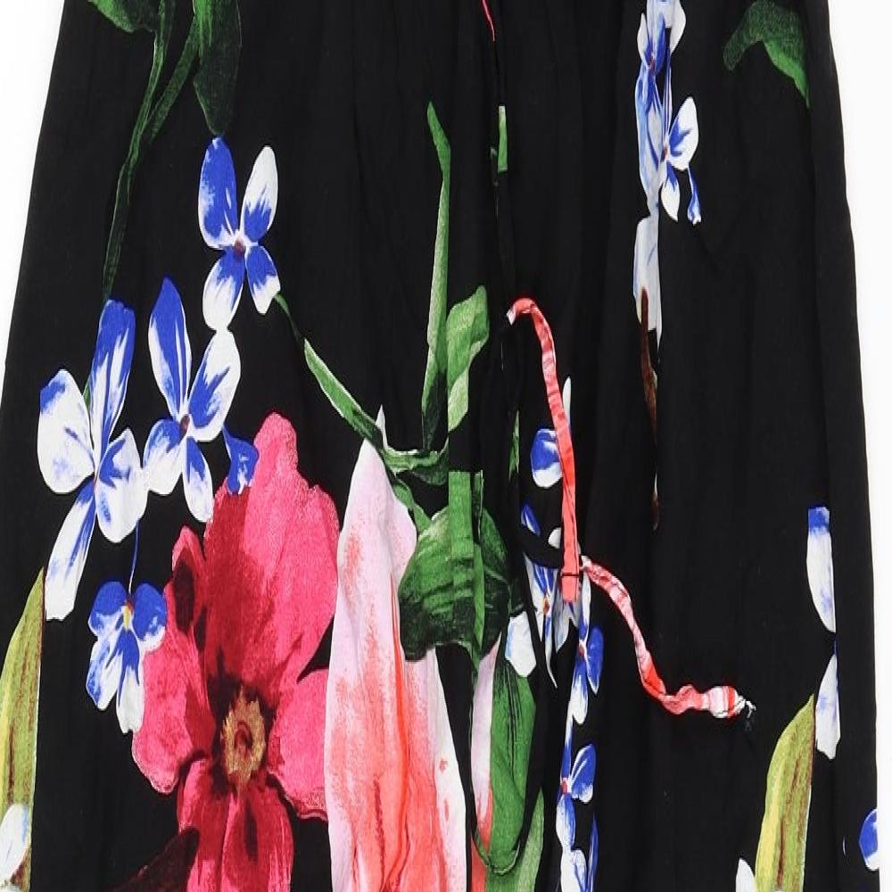 Red Herring Womens Black Floral  Fit & Flare  Size 12