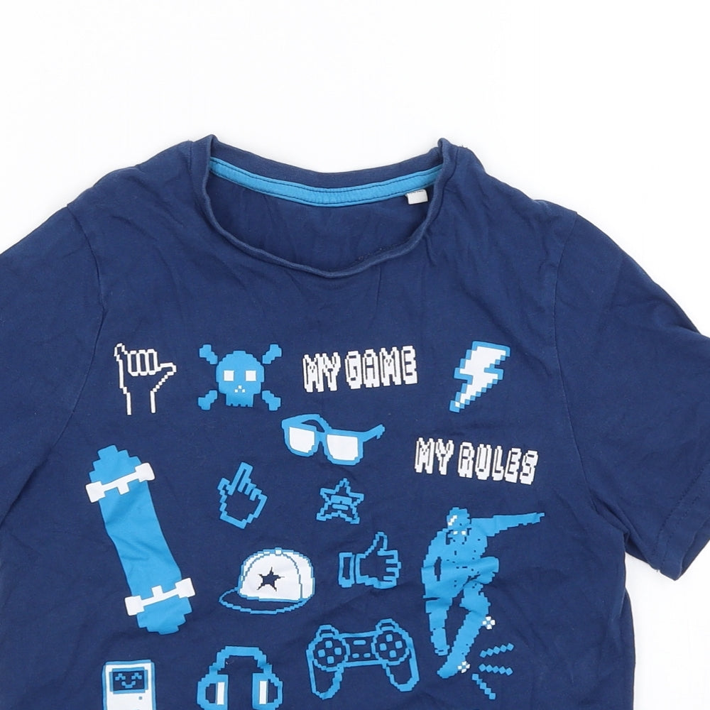 C&A Boys Blue   Basic T-Shirt Size 9-10 Years  - Gamer