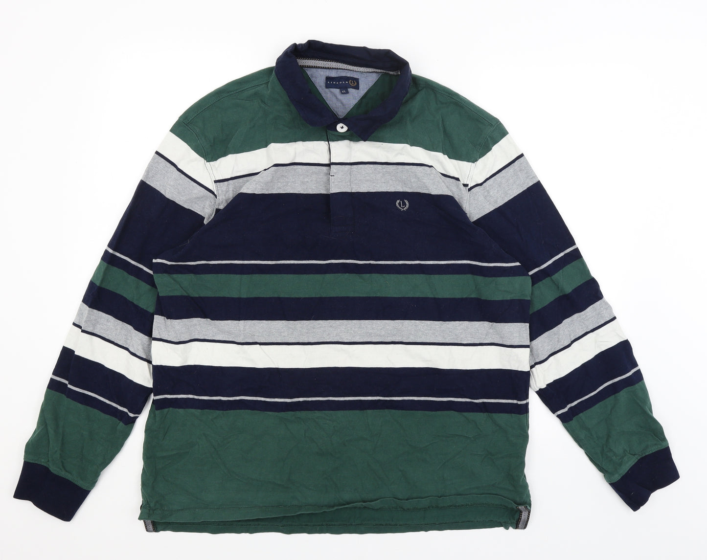 Lincoln Mens Green Striped   T-Shirt Size XL