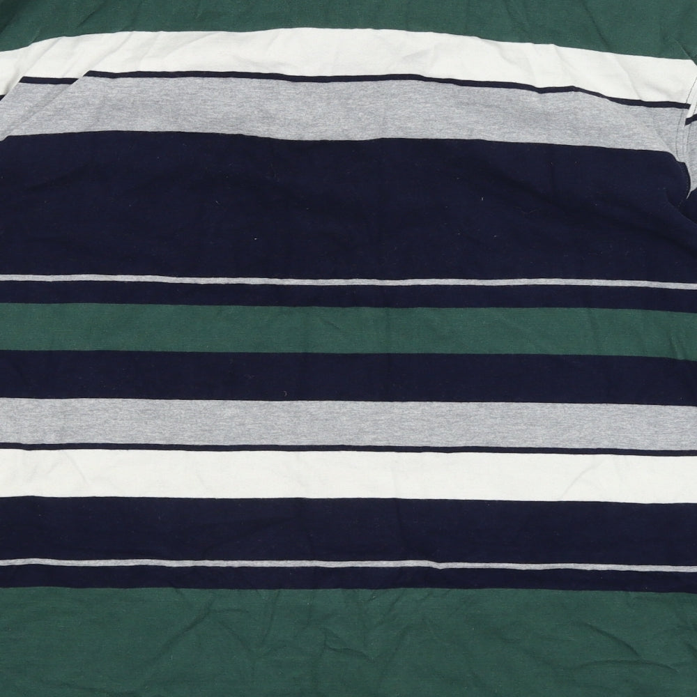 Lincoln Mens Green Striped   T-Shirt Size XL