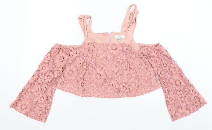 Missguided Womens Pink Cropped T-Shirt Size 8