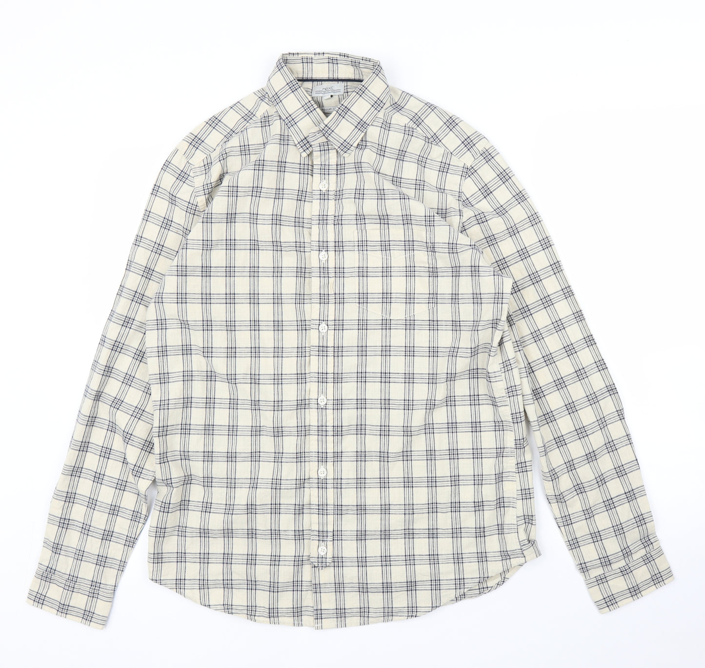 NEXT Mens Beige Check   Button-Up Size M