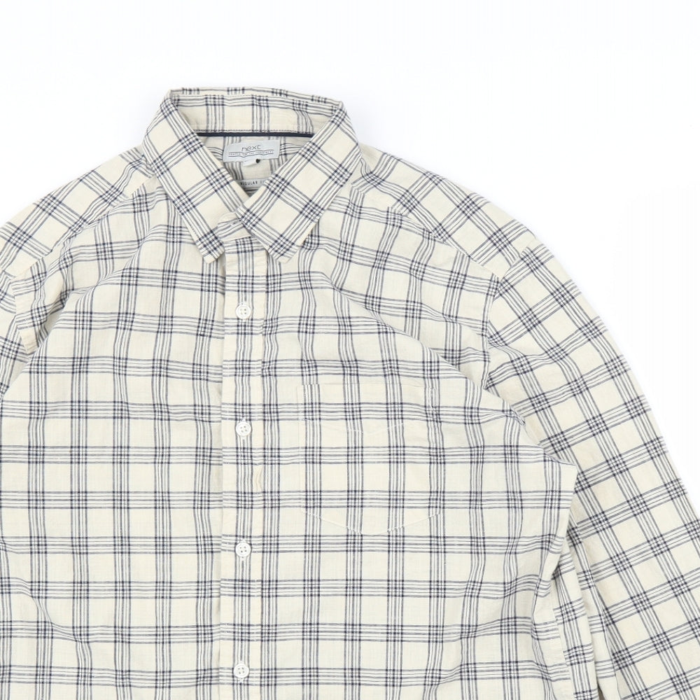 NEXT Mens Beige Check   Button-Up Size M
