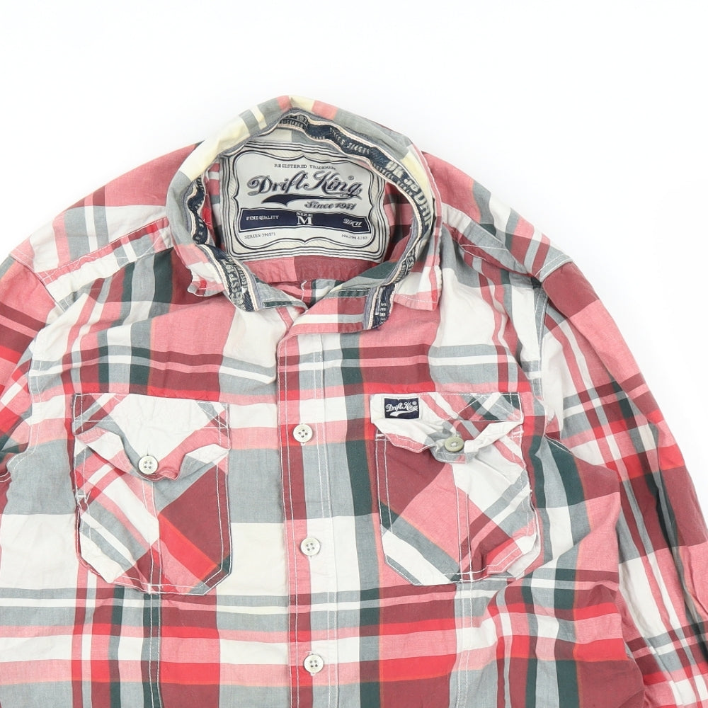 Drift King Mens Red Plaid   Button-Up Size M