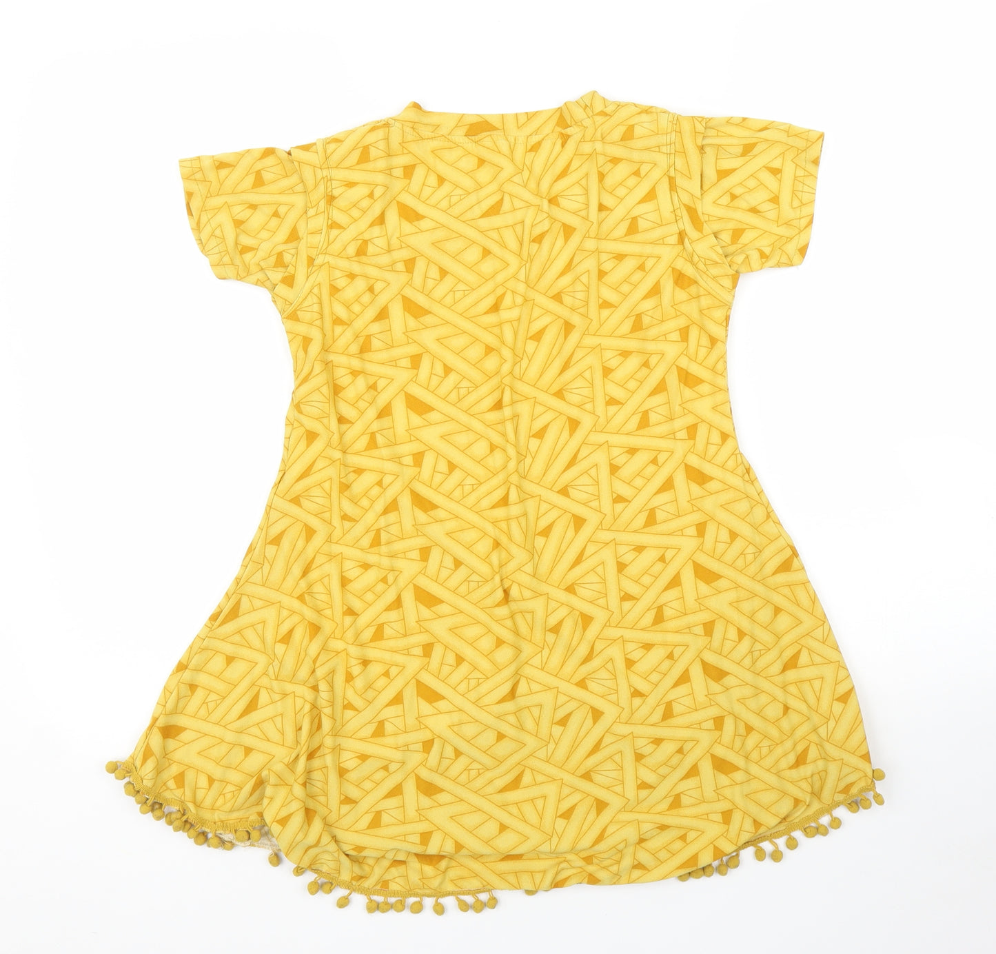 Preworn Girls Yellow Geometric  Tunic T-Shirt Size L