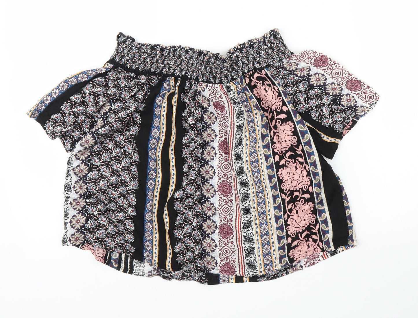 Topshop Womens Black Floral  Cropped Blouse Size 10