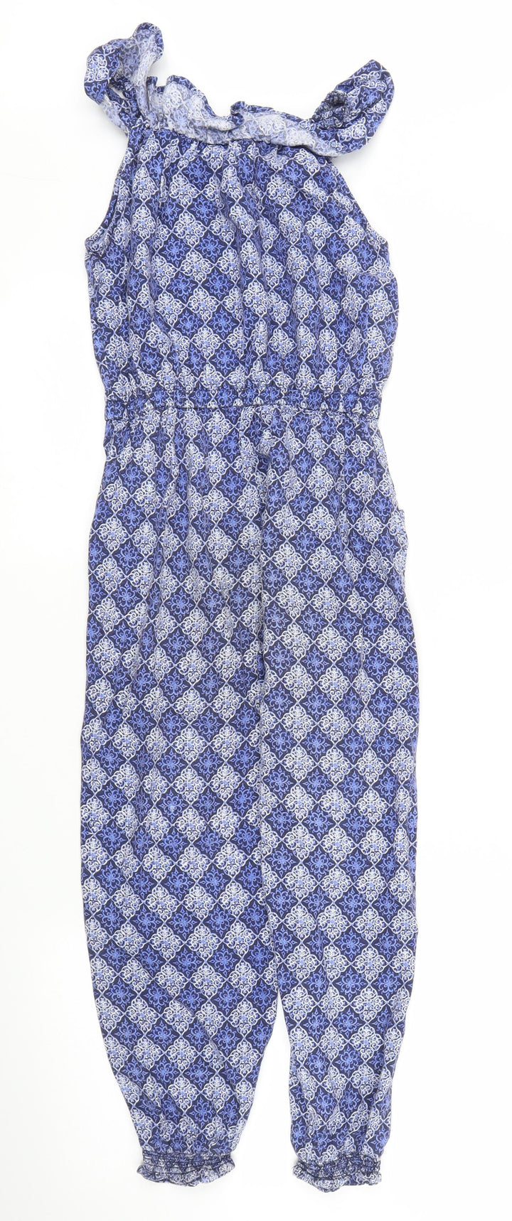 Monsoon Girls Blue Argyle/Diamond Jumpsuit One-Piece Size 8 Years