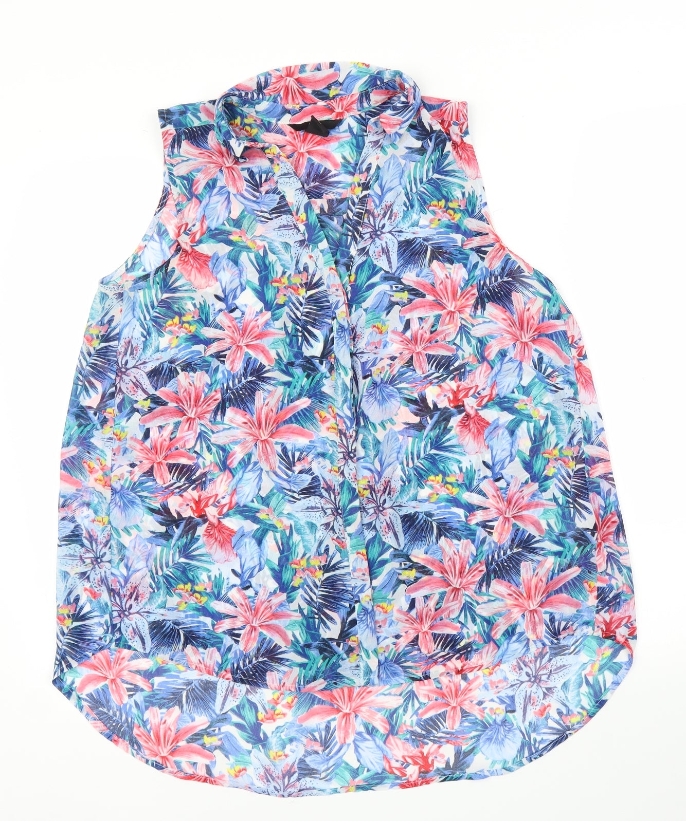 H&M Womens Blue Floral  Basic Blouse Size 8