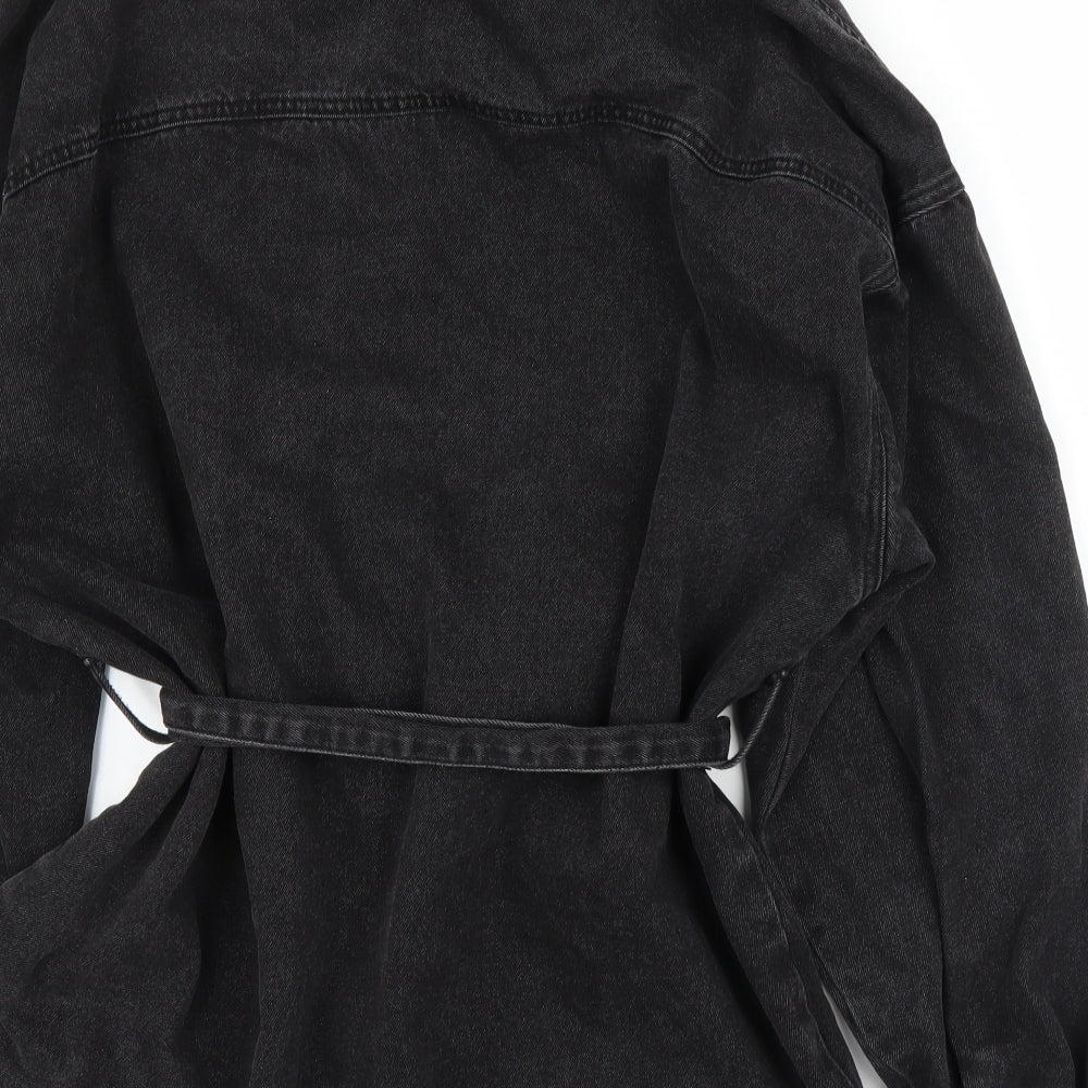 PRETTYLITTLETHING Womens Black  Denim Basic Button-Up Size 8