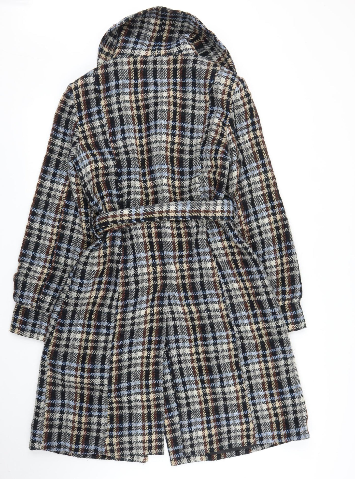 b.young Womens Grey Plaid  Overcoat Coat Size M