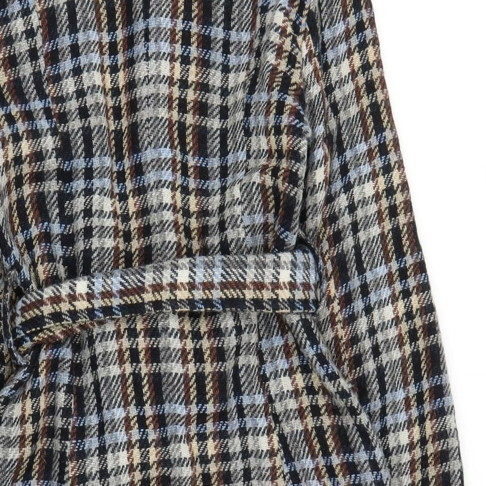 b.young Womens Grey Plaid  Overcoat Coat Size M