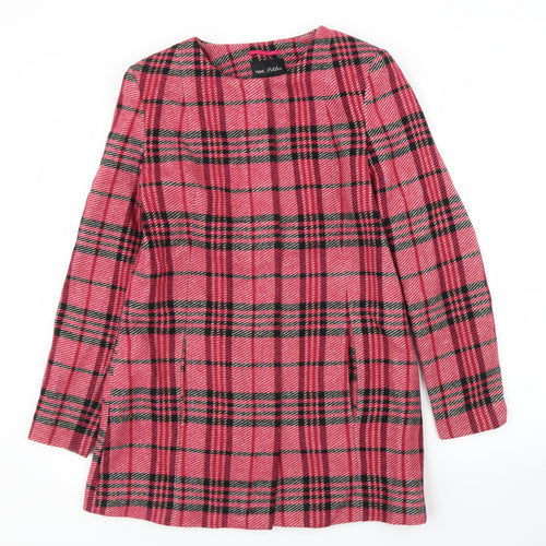 NEXT Womens Pink Plaid  Overcoat Coat Size 10