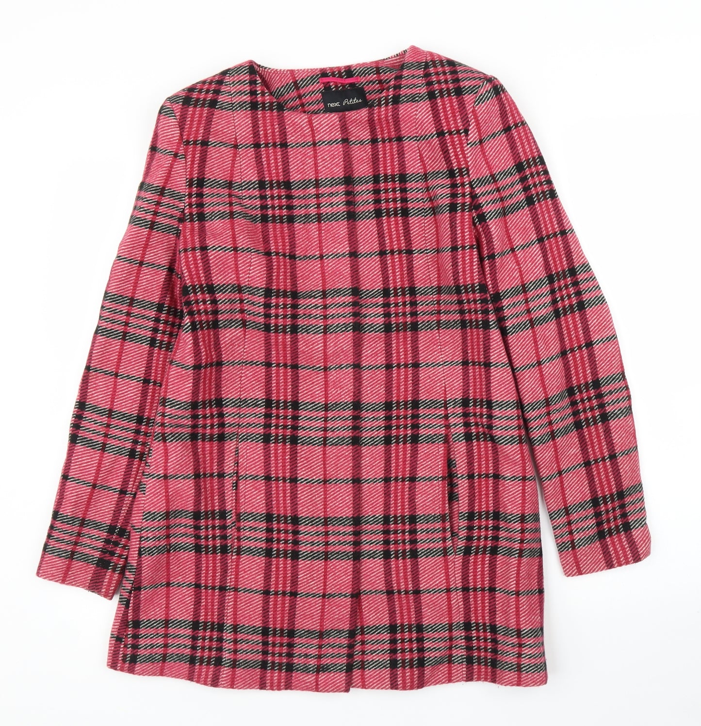NEXT Womens Pink Plaid  Overcoat Coat Size 10