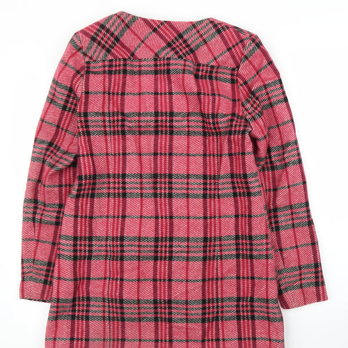 NEXT Womens Pink Plaid  Overcoat Coat Size 10