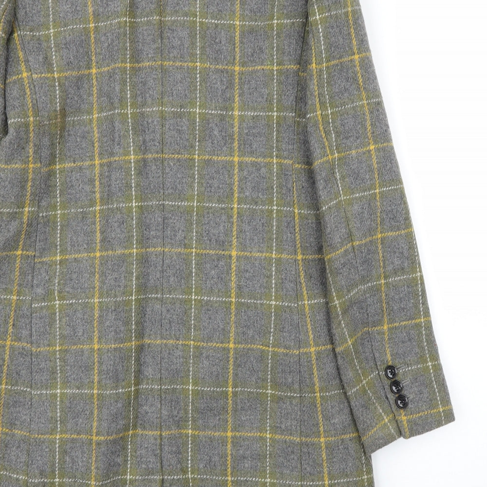 Banana Republic Womens Grey Plaid  Overcoat Coat Size XS