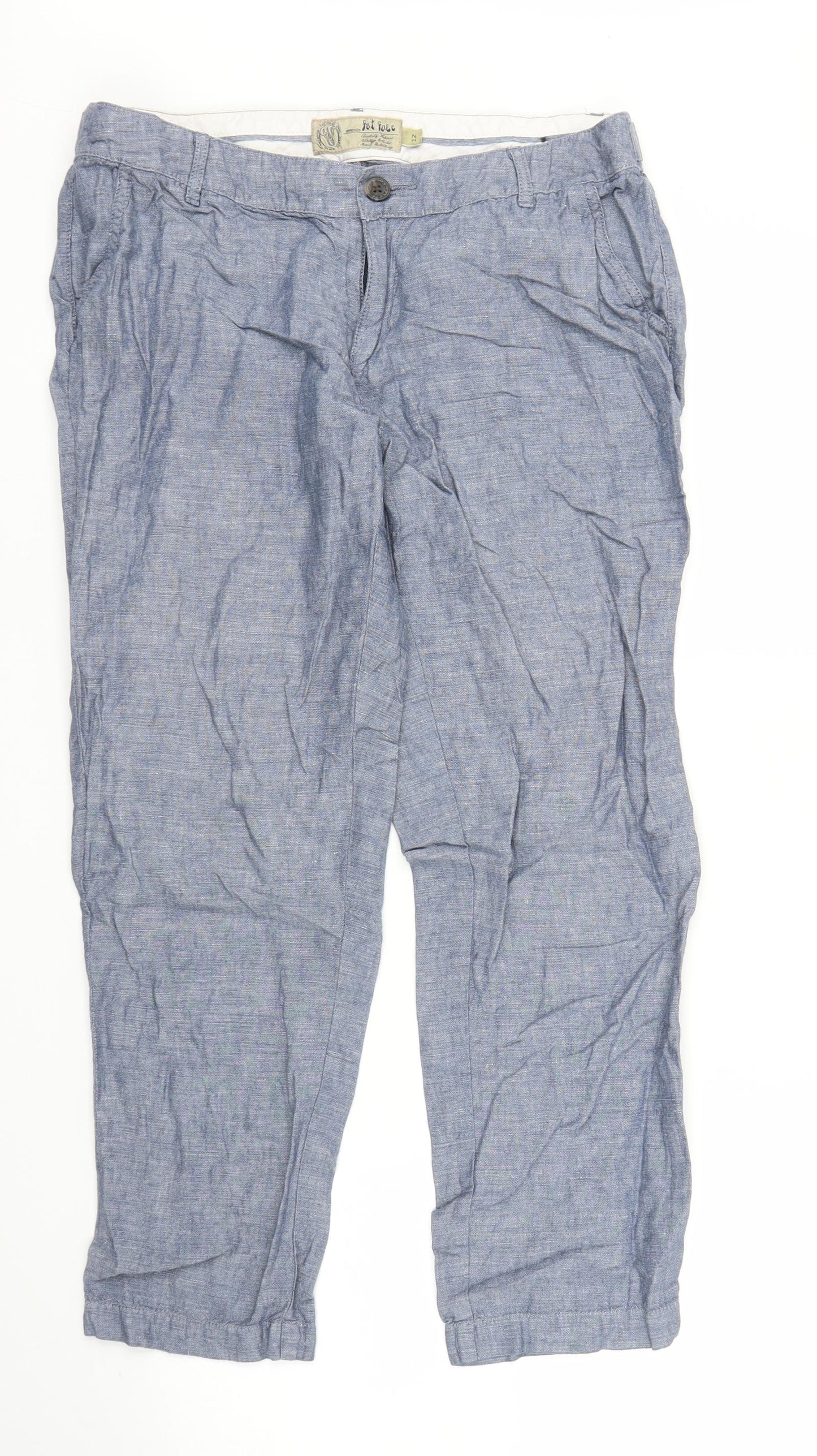 Fat Face Womens Blue   Capri Trousers Size 12 L23 in